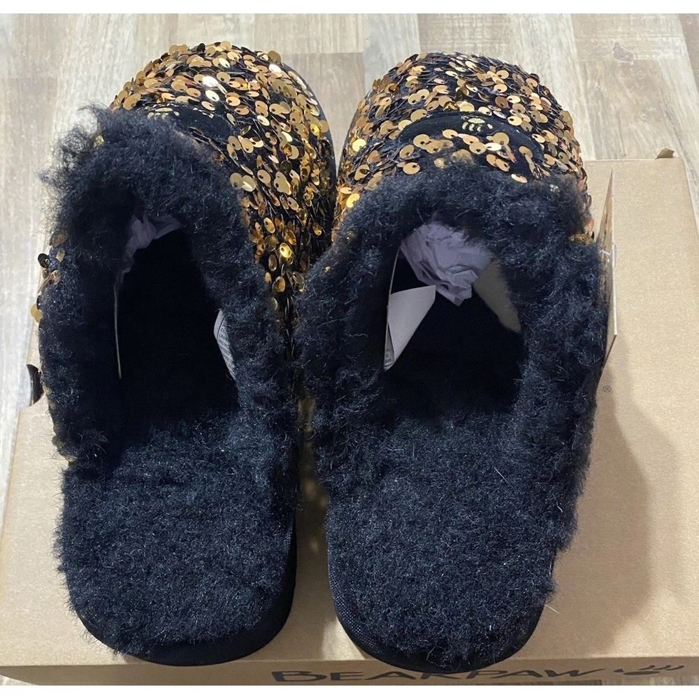 Bearpaw Womens PORTIA Sequin Embellished Slipper Mule BLACK Size 8M With BOX - Picture 4 of 8